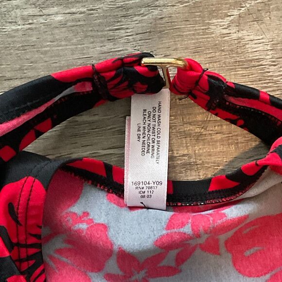 Victoria's Secret Floral One Piece Swimsuit Vintage Black‎ Red Hibiscus Size 6B - Picture 7 of 7